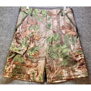 Realtree Camo‎ Cargo Shorts Red Head Polyester Mens Medium Adjustable Waist Band